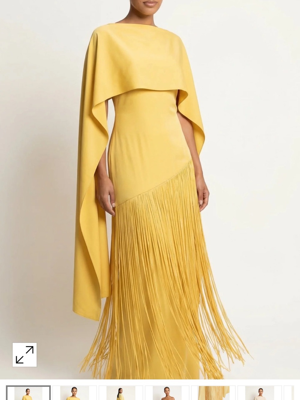 Yellow Fringe Cape Maxi Dress